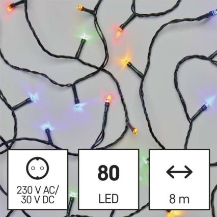 LED-Weihnachtskette für den Außenbereich 80xLED/13m IP44 multicolor