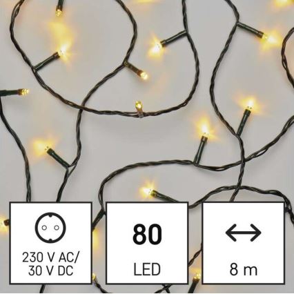 LED-Weihnachtskette für den Außenbereich 80xLED/13m IP44 warmweiß