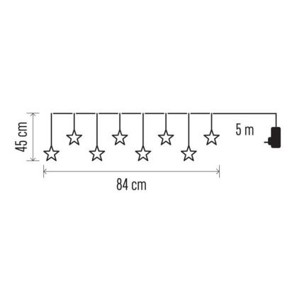 LED Weihnachtskette für den Außenbereich 8xLED/5,84m IP44 Sterne