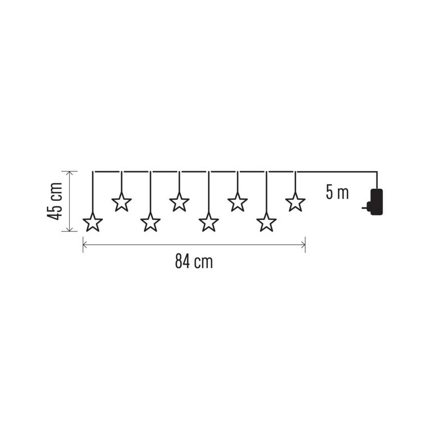 LED Weihnachtskette für den Außenbereich 8xLED/5,84m IP44 Sterne