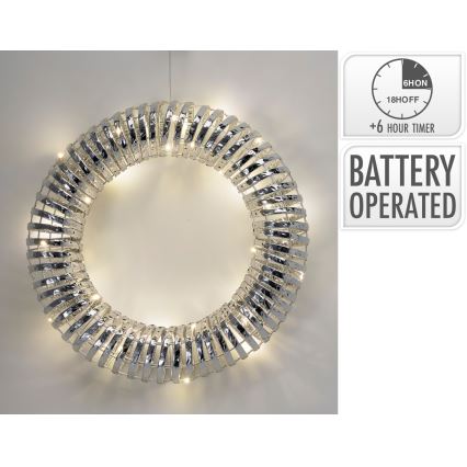 LED Weihnachtskranz 30xLED/3xAA Ø 40 cm warmweiß Kranz/silber