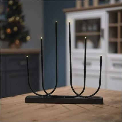 LED-Weihnachtsleuchter 6xLED/2xAA schwarz