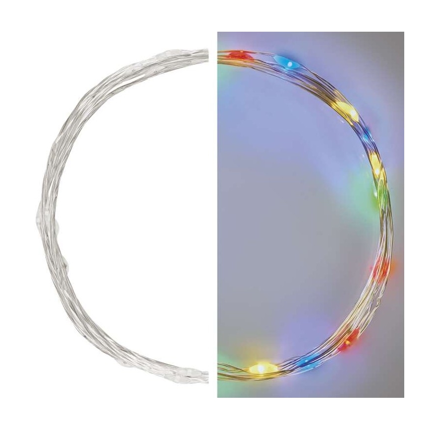 LED-Weihnachtslichterkette 20xLED/2xAA 2,4m mehrfarbig