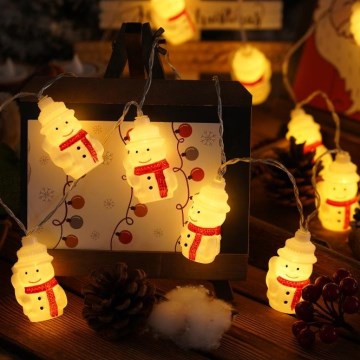 LED-Weihnachtslichterkette 20xLED/3xAA/warmweiß 3,3 m mit Schneemännern
