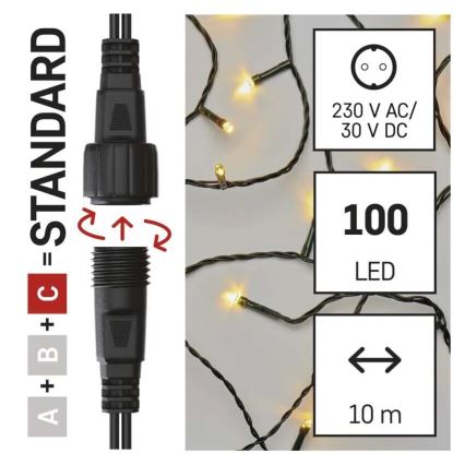 LED-Weihnachtslichterkette für den Außenbereich 100xLED/10m IP44 warmweiβ