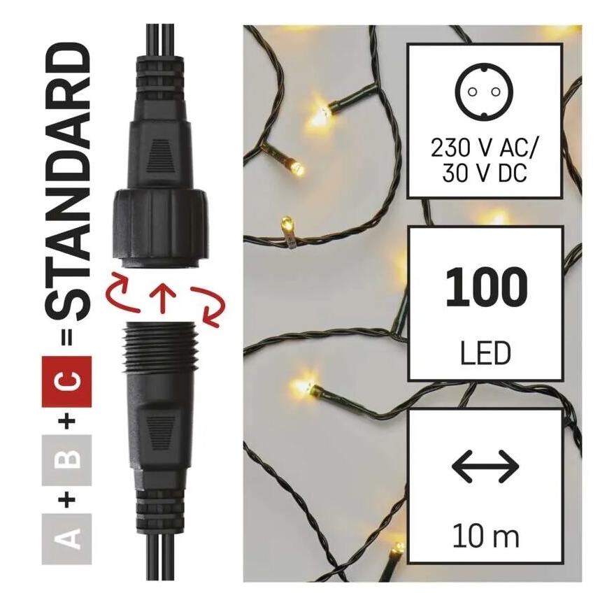 LED-Weihnachtslichterkette für den Außenbereich 100xLED/10m IP44 warmweiβ