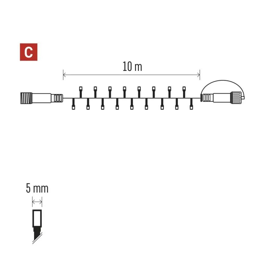 LED-Weihnachtslichterkette für den Außenbereich 100xLED/10m IP44 warmweiβ
