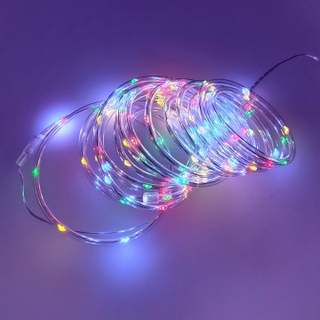 LED-Weihnachtslichterkette für den Außenbereich 100xLED/3xAA 5,45 m IP44 mehrfarbig