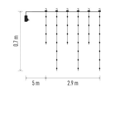 LED-Weihnachtslichterkette für den Außenbereich 100xLED/8 Funktionen 7,9x0,7m IP44 warmweiβ