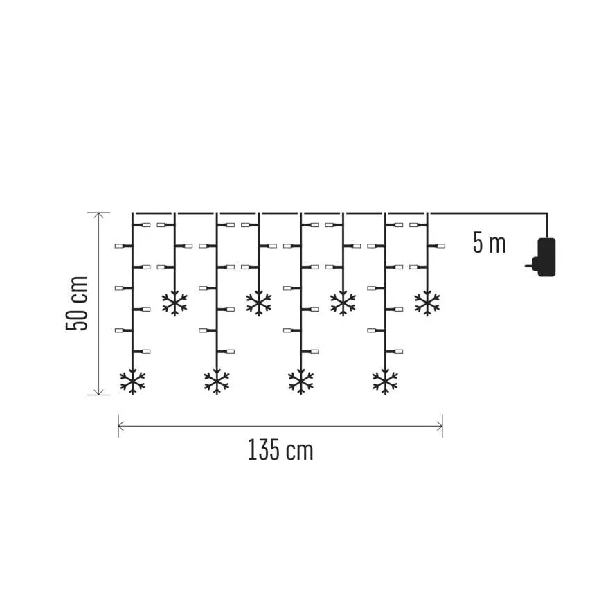 LED-Weihnachtsvorhang 60xLED/1,35W 635x50 cm kaltweiß