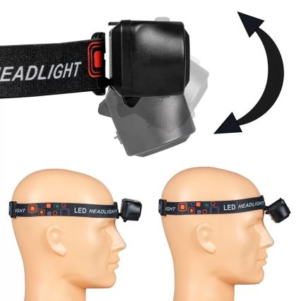 LED dimmbare wiederaufladbare Stirnlampe 2xLED/5V IP44 210 lm 2000 mAh