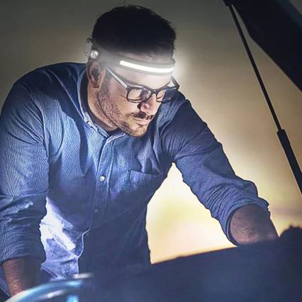 LED wiederaufladbare Stirnlampe mit Dimmfunktion und Sensor 2xLED/5V IP44 350 lm 1200 mAh