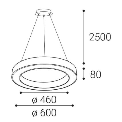 LED2 - Dimmbare LED-Hängeleuchte an einer Schnur SATURN LED/50W/230V 3000K/4000K schwarz