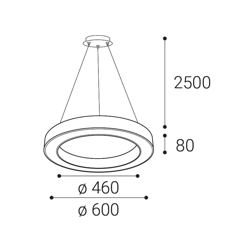 LED2 - Dimmbare LED-Hängeleuchte an einer Schnur SATURN LED/50W/230V 3000K/4000K weiß