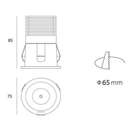 LED2 - LED Badezimmereinbauleuchte RAY LED/10W/230V schwarz IP44