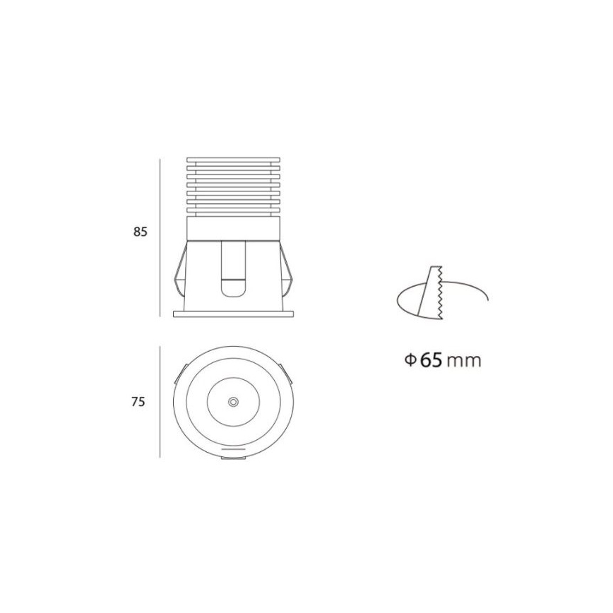 LED2 - LED Badezimmereinbauleuchte RAY LED/10W/230V schwarz IP44