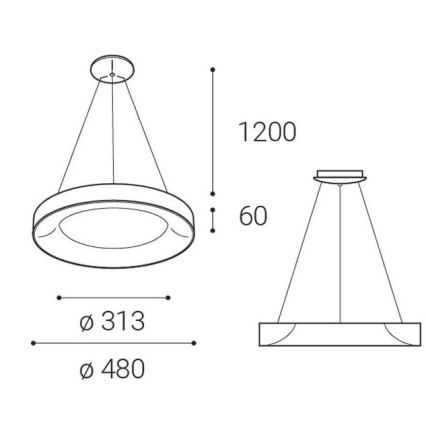 LED2 - LED-Kronleuchter an Schnur BELLA LED/40W/230V 3000/4000K schwarz