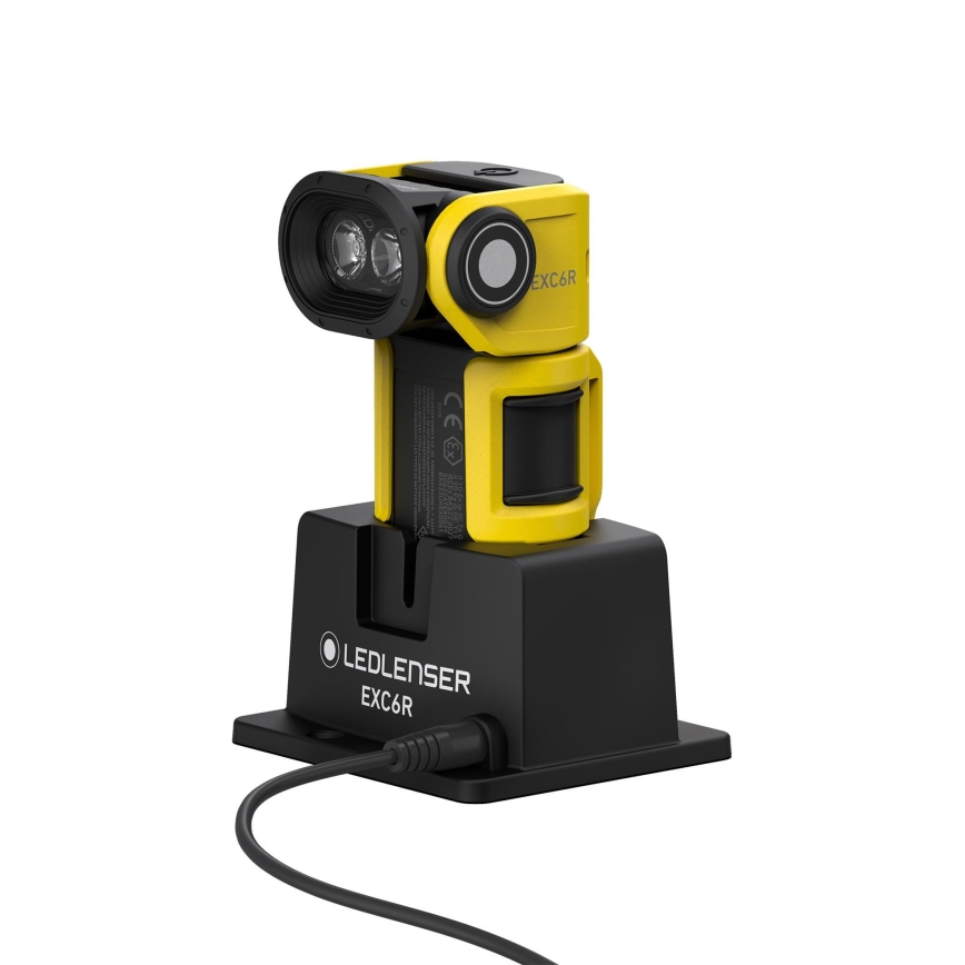 Ledlenser EXC6R - LED dimmbare wiederaufladbare Taschenlampe mit Ladestation LED/1900 mAh IP68 300 lm 10 h gelb