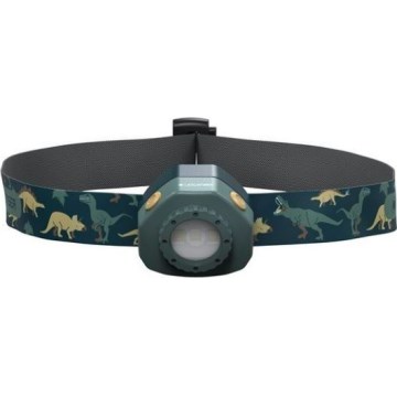 Ledlenser KIDLED4R DINO - dimmbare, wiederaufladbare LED-Kinderstirnlampe, 40 lm, 280 mAh, IPX4, 18 h, grün
