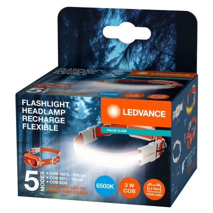 Ledvance - Aufladbare LED-Stirnlampe FLASHLIGHT LED/3W/5V 1000 mAh