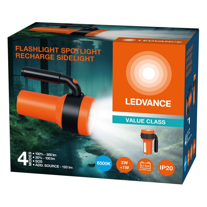Ledvance - Aufladbare LED-Taschenlampe mit Powerbank FLASHLIGHT LED/3W/5V 2400 mAh