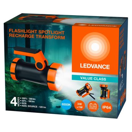 Ledvance - Aufladbare LED-Taschenlampe mit Powerbank FLASHLIGHT LED/3W/5V IP64 2400 mAh