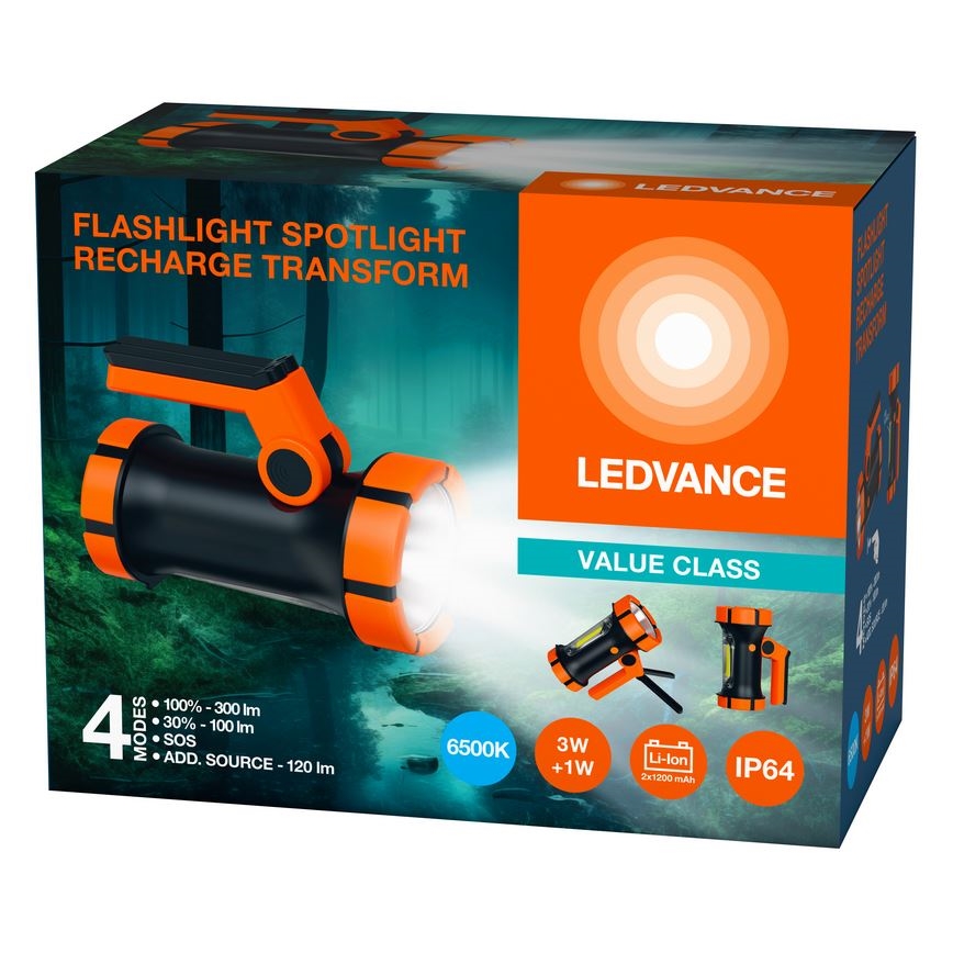 Ledvance - Aufladbare LED-Taschenlampe mit Powerbank FLASHLIGHT LED/3W/5V IP64 2400 mAh