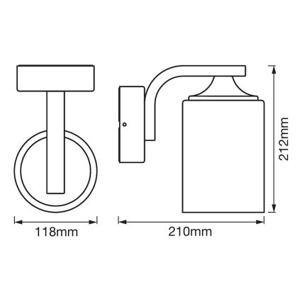 Ledvance - Außenwandleuchte CYLINDER 1xE27/60W/230V IP43 schwarz