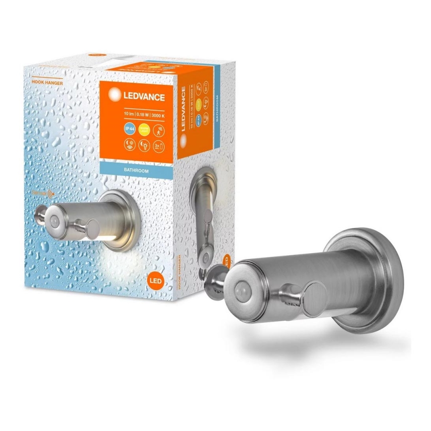 Ledvance - Badezimmer-Wandhaken mit LED-Hintergrundbeleuchtung IP44 3xAAA