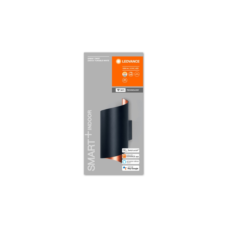 Ledvance - LED dimmbare Wandleuchte SMART+ TWIST LED/12W/230V 3000-6500K Wi-Fi schwarz