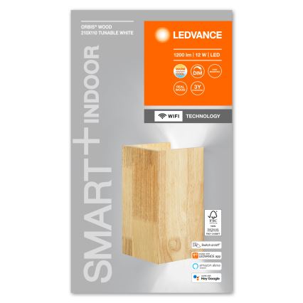 Ledvance - Dimmbare LED-Wandleuchte SMART+ WOOD LED/12W/230V 3000-6500K Wi-Fi