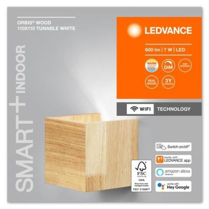 Ledvance - Dimmbare LED-Wandleuchte SMART+ WOOD LED/7W/230V 3000-6500K Wi-Fi