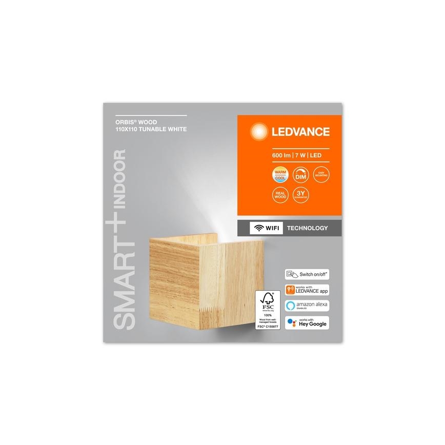 Ledvance - Dimmbare LED-Wandleuchte SMART+ WOOD LED/7W/230V 3000-6500K Wi-Fi