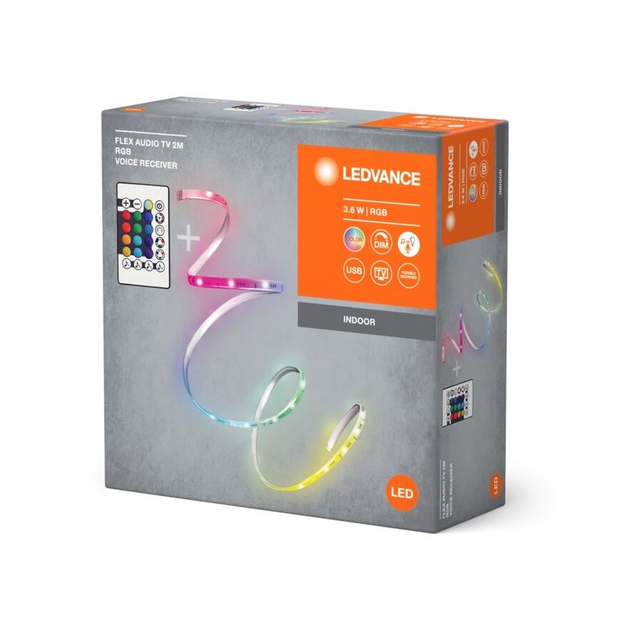 Ledvance - Dimmbarer LED-RGB-Streifen für TV FLEX AUDIO 2m LED/3,6W/5V + Fernbedienung