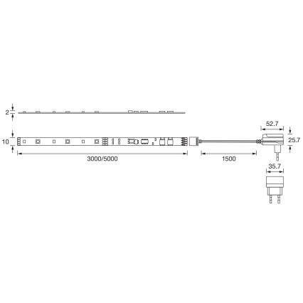 Ledvance - Dimmbarer LED-RGBW-Streifen FLEX 5m LED/14W/230V + Fernbedienung