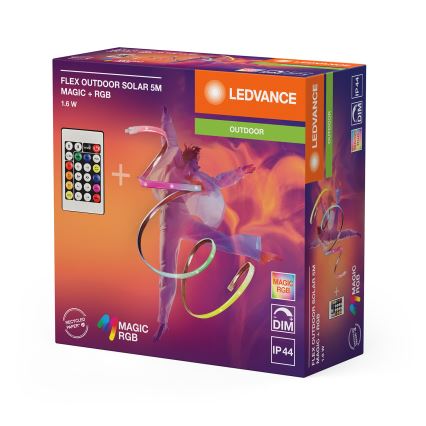Ledvance - LED RGB dimmbarer solarbetriebener LED-Streifen FLEX MAGIC 5m LED/1,6W/5V + Fernbedienung