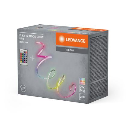 Ledvance - Dimmbarer LED-RGB-Streifen FLEX TV MOOD 1 m LED/4W/5V + Fernbedienung