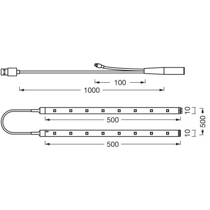 Ledvance - Dimmbarer LED-RGB-Streifen FLEX TV MOOD 1 m LED/4W/5V + Fernbedienung