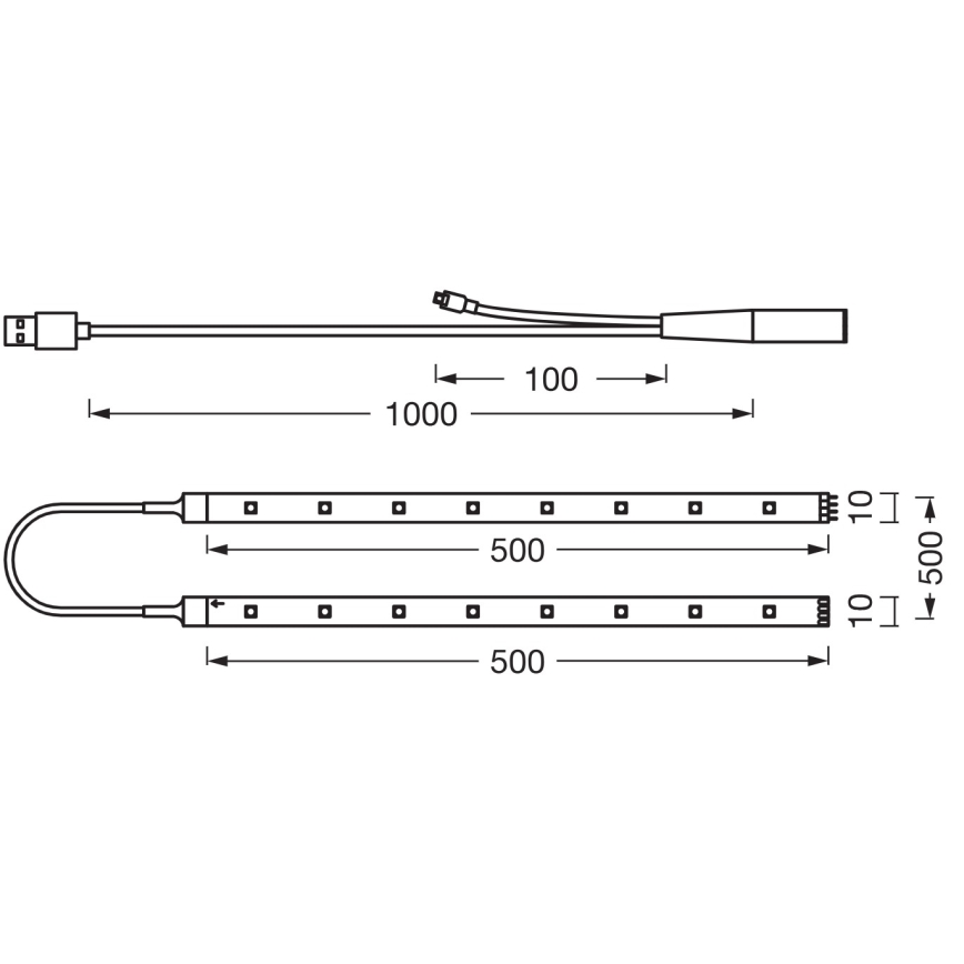 Ledvance - Dimmbarer LED-RGB-Streifen FLEX TV MOOD 1 m LED/4W/5V + Fernbedienung