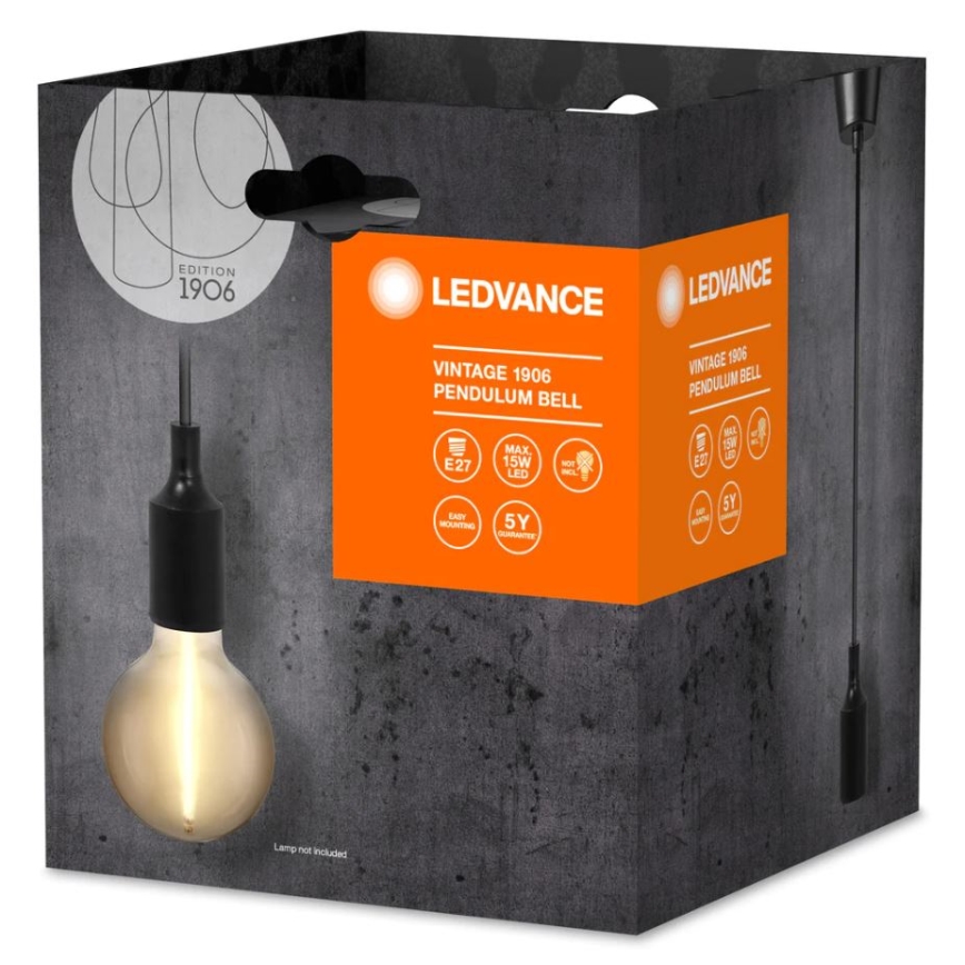 Ledvance - Hängeleuchte an Schnur PENDULUM BELL 1xE27/15W/230V schwarz