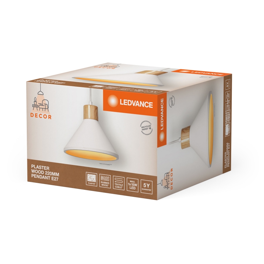 Ledvance - Hängeleuchte DECOR PLASTER 1xE27/25W/230V d 22 cm Gips weiß