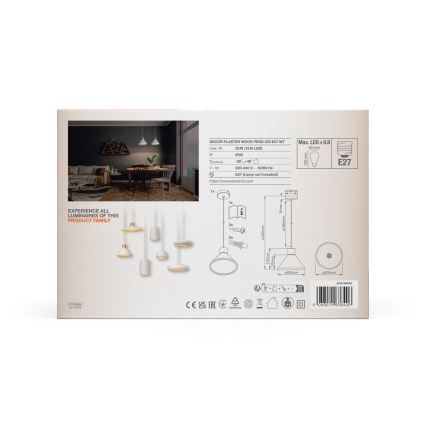 Ledvance - Hängeleuchte DECOR PLASTER 1xE27/25W/230V d 22 cm Gips weiß