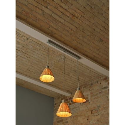Ledvance - Hängeleuchte DECOR RAFFIA 3xE27/15W/230V Raffiabast