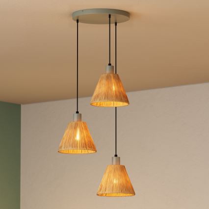 Ledvance - Hängeleuchte DECOR RAFFIA 3xE27/15W/230V Raffiabast