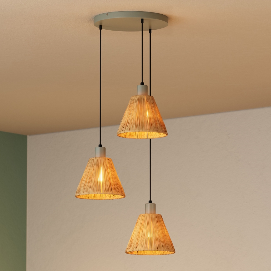 Ledvance - Hängeleuchte DECOR RAFFIA 3xE27/15W/230V Raffiabast