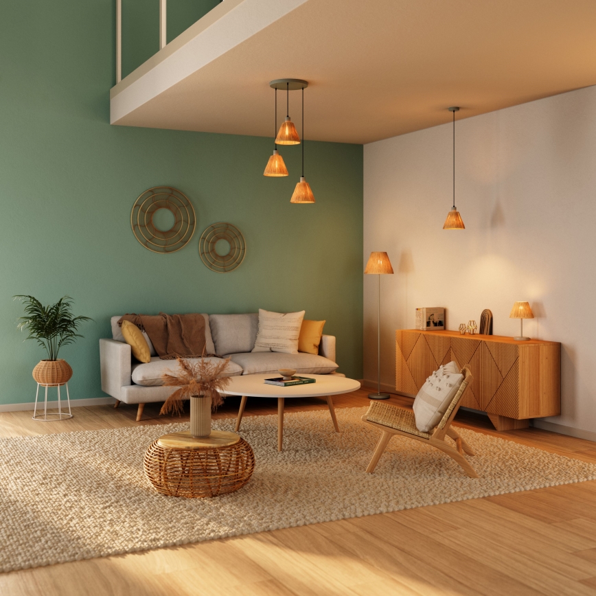 Ledvance - Hängeleuchte DECOR RAFFIA 3xE27/15W/230V Raffiabast