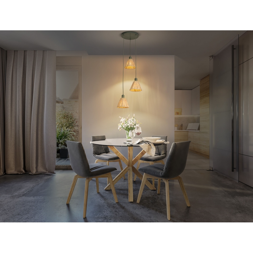 Ledvance - Hängeleuchte DECOR RAFFIA 3xE27/15W/230V Raffiabast