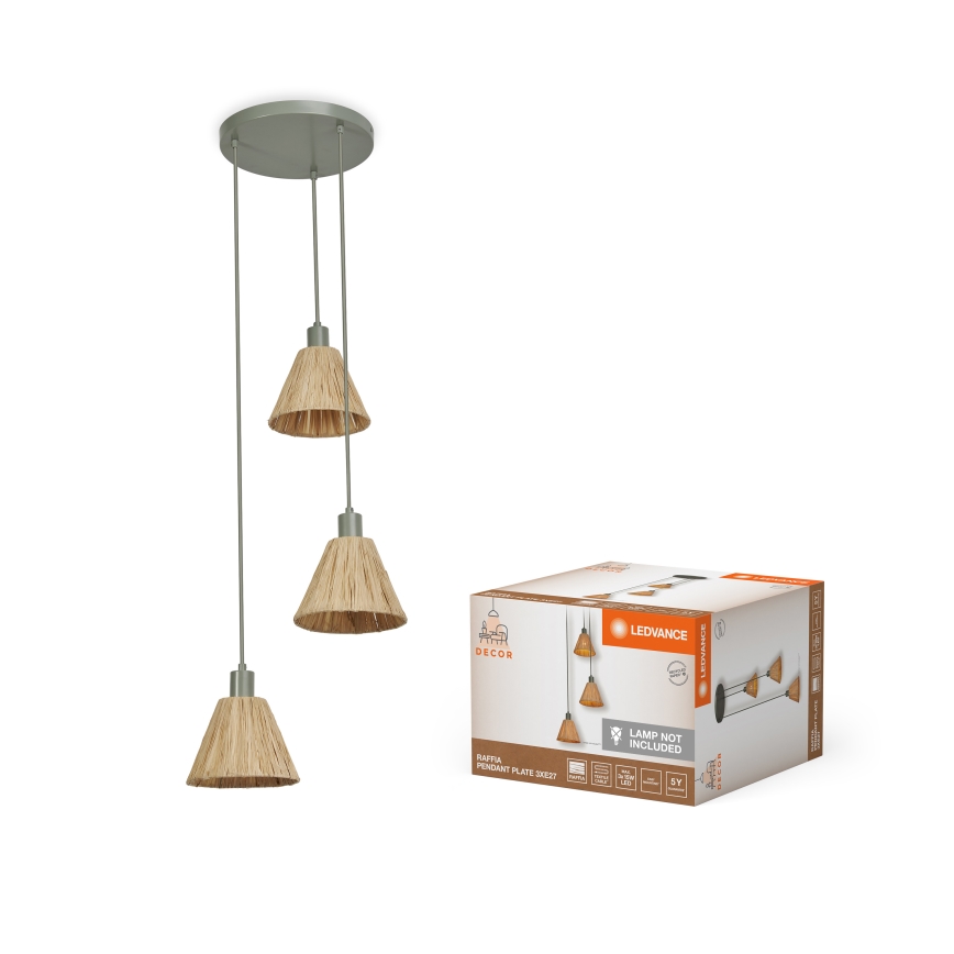Ledvance - Hängeleuchte DECOR RAFFIA 3xE27/15W/230V Raffiabast
