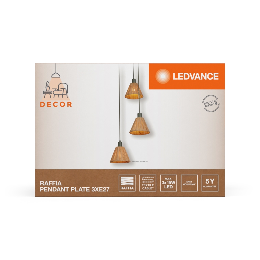 Ledvance - Hängeleuchte DECOR RAFFIA 3xE27/15W/230V Raffiabast