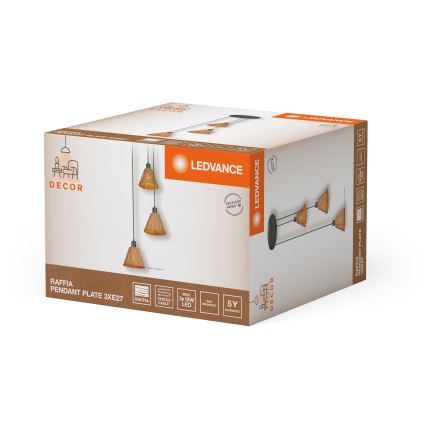 Ledvance - Hängeleuchte DECOR RAFFIA 3xE27/15W/230V Raffiabast